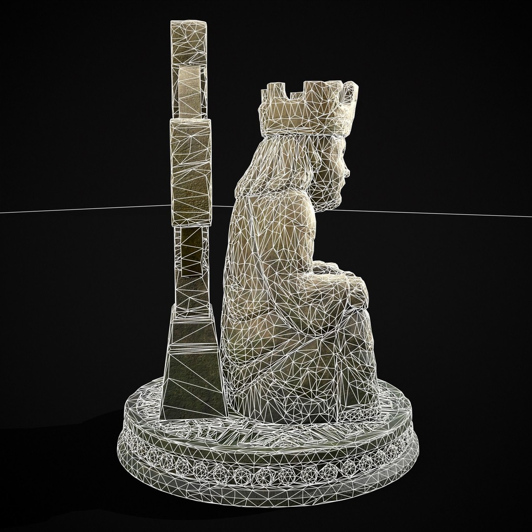King Throne Statue 3D Model – Low Poly PBR Asset, FBX & OBJ - View 9