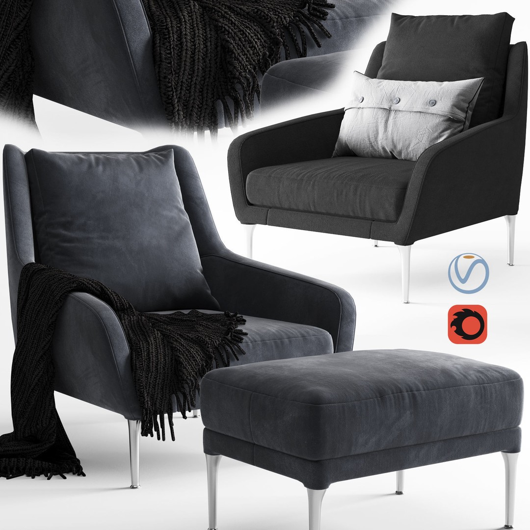 Edouard Armchair 3D Model – High Poly Furniture Asset, V-Ray & Corona - View 7