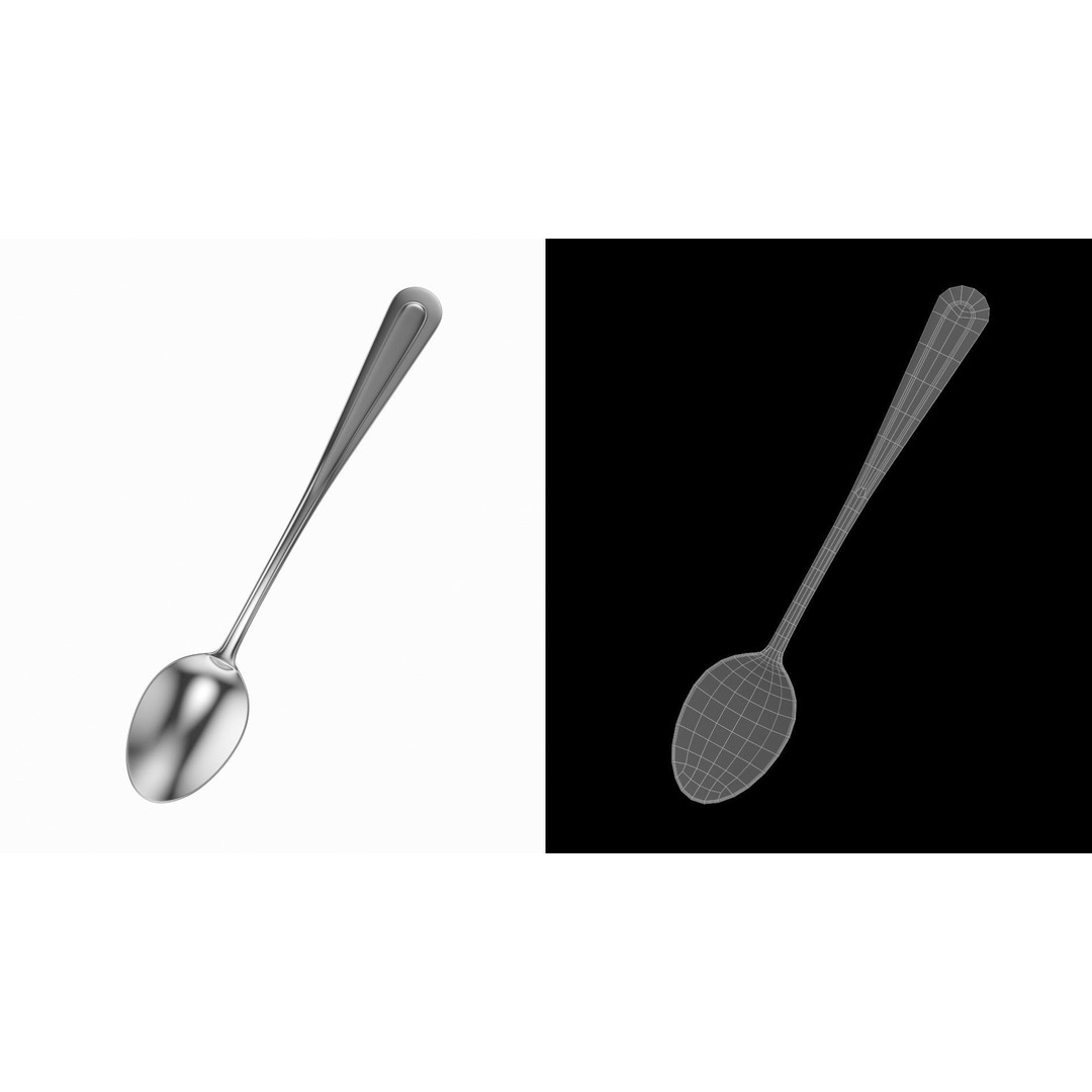 Soda Spoon 3D Model – Classic Cutlery, PBR Textures, FBX & More - View 4