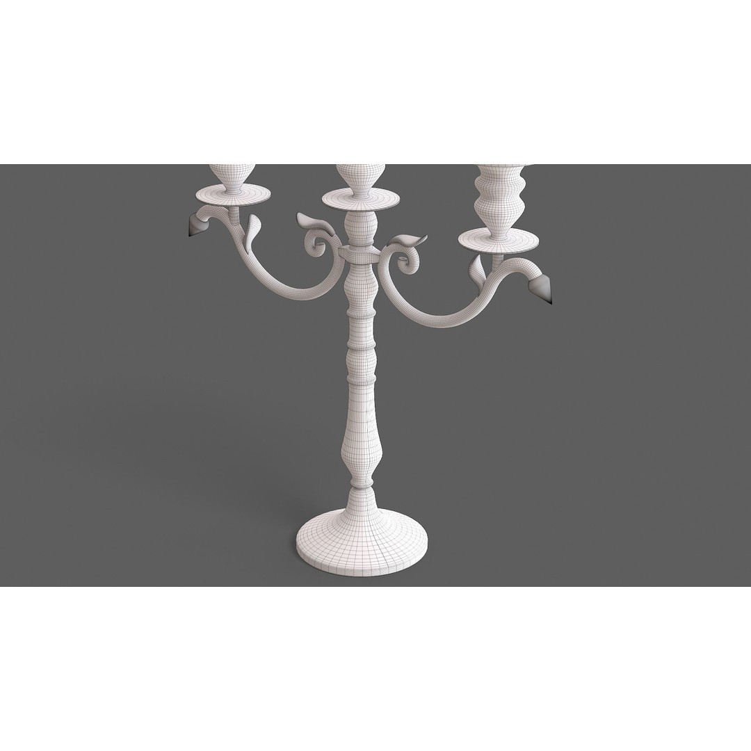 Candle Holder with Candles 3D Model – Low Poly PBR Asset, FBX, OBJ - View 10