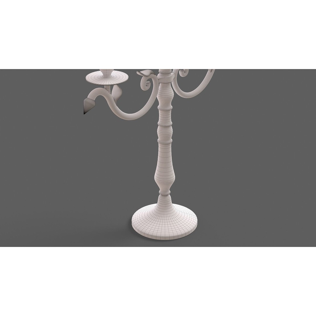 Candle Holder with Candles 3D Model – Low Poly PBR Asset, FBX, OBJ - View 11