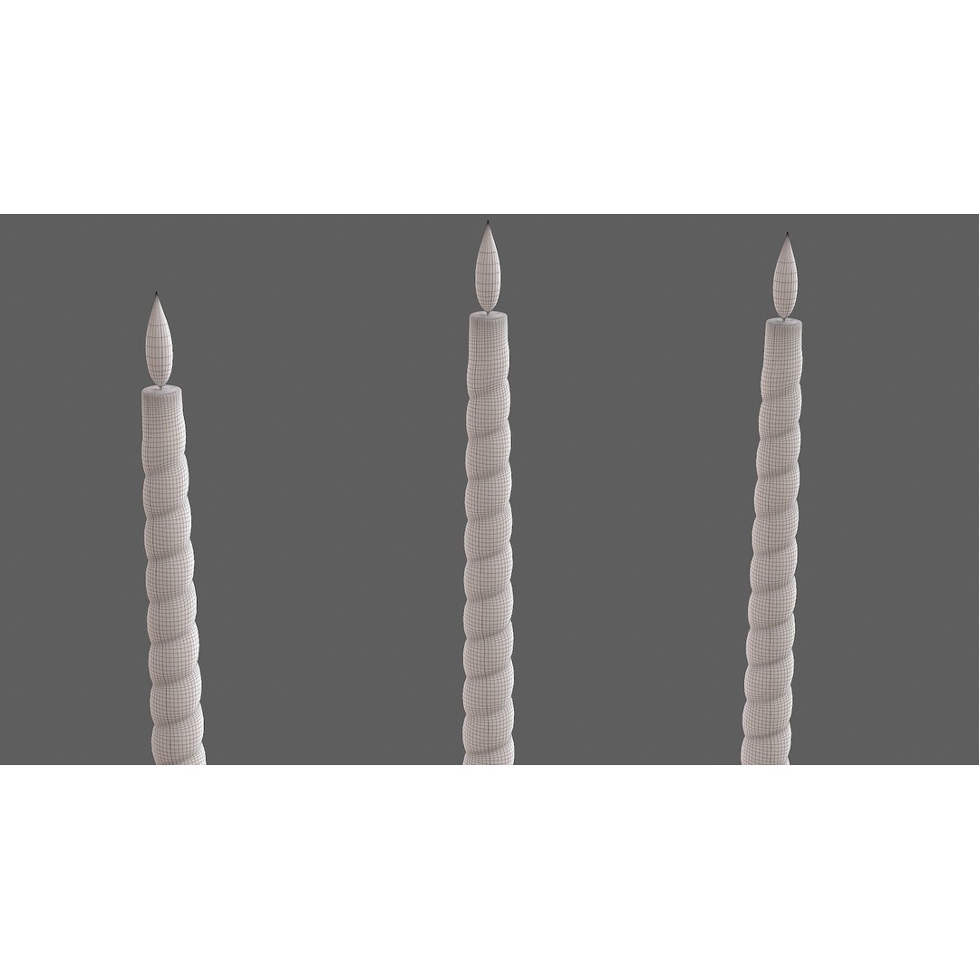 Candle Holder with Candles 3D Model – Low Poly PBR Asset, FBX, OBJ - View 13