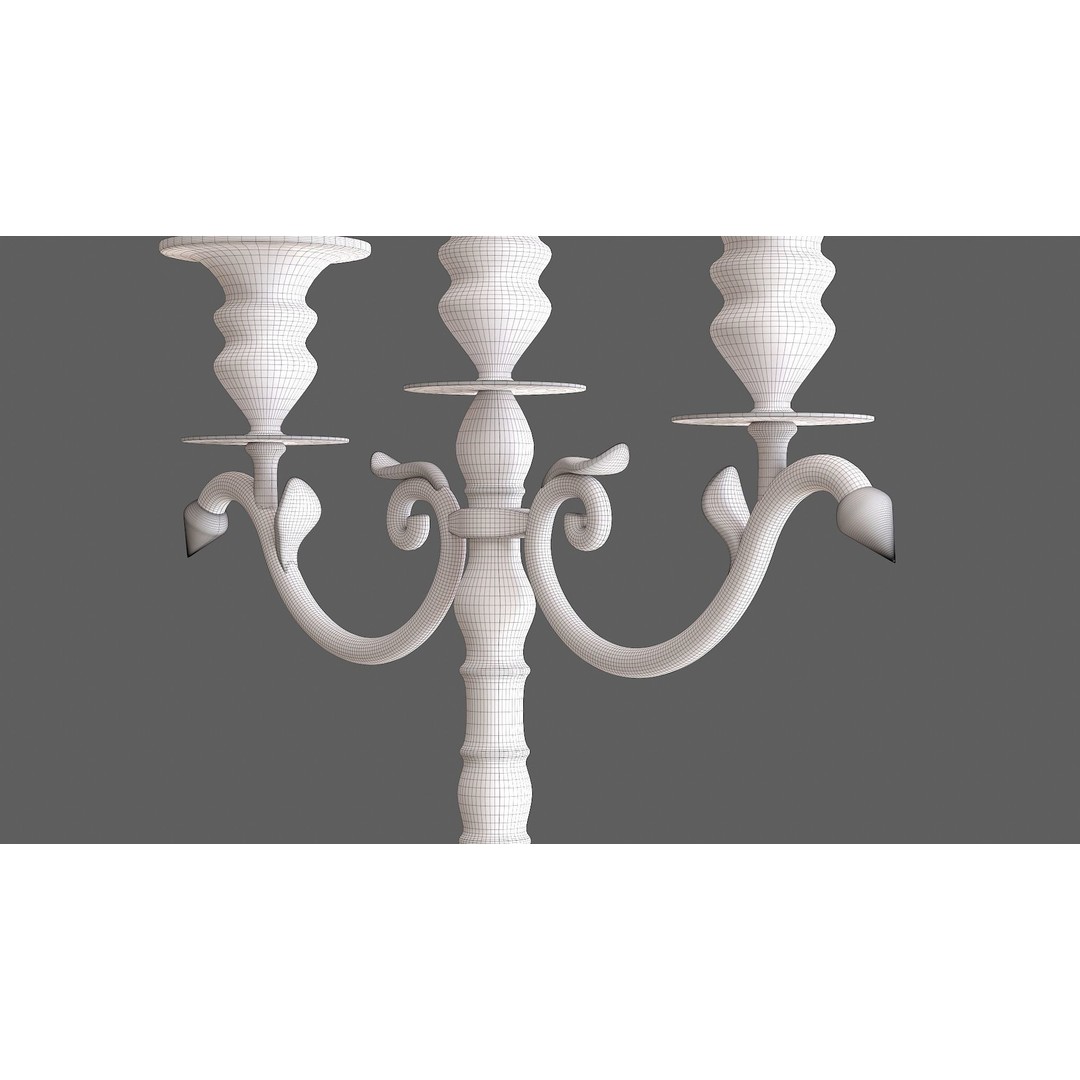 Candle Holder with Candles 3D Model – Low Poly PBR Asset, FBX, OBJ - View 14