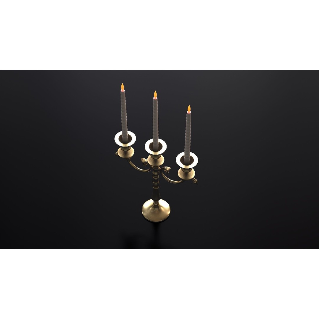 Candle Holder with Candles 3D Model – Low Poly PBR Asset, FBX, OBJ - View 8