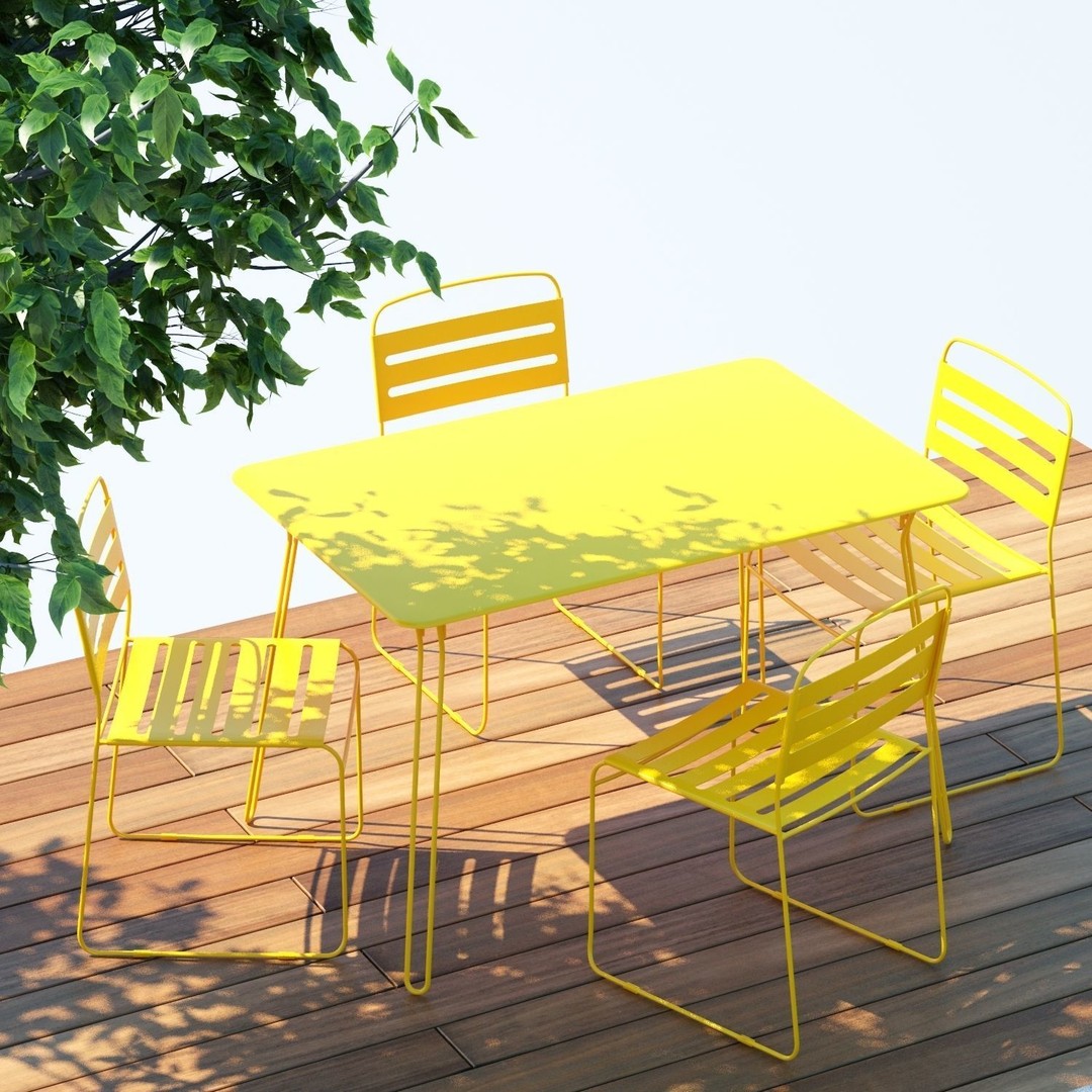 Patio Tree 3D Model – High Poly Acer Negundo with Outdoor Furniture - View 3
