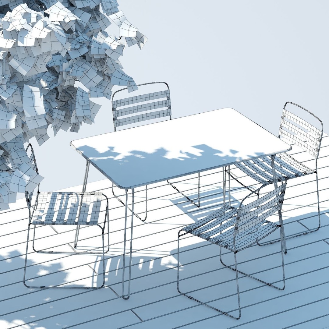 Patio Tree 3D Model – High Poly Acer Negundo with Outdoor Furniture - View 4