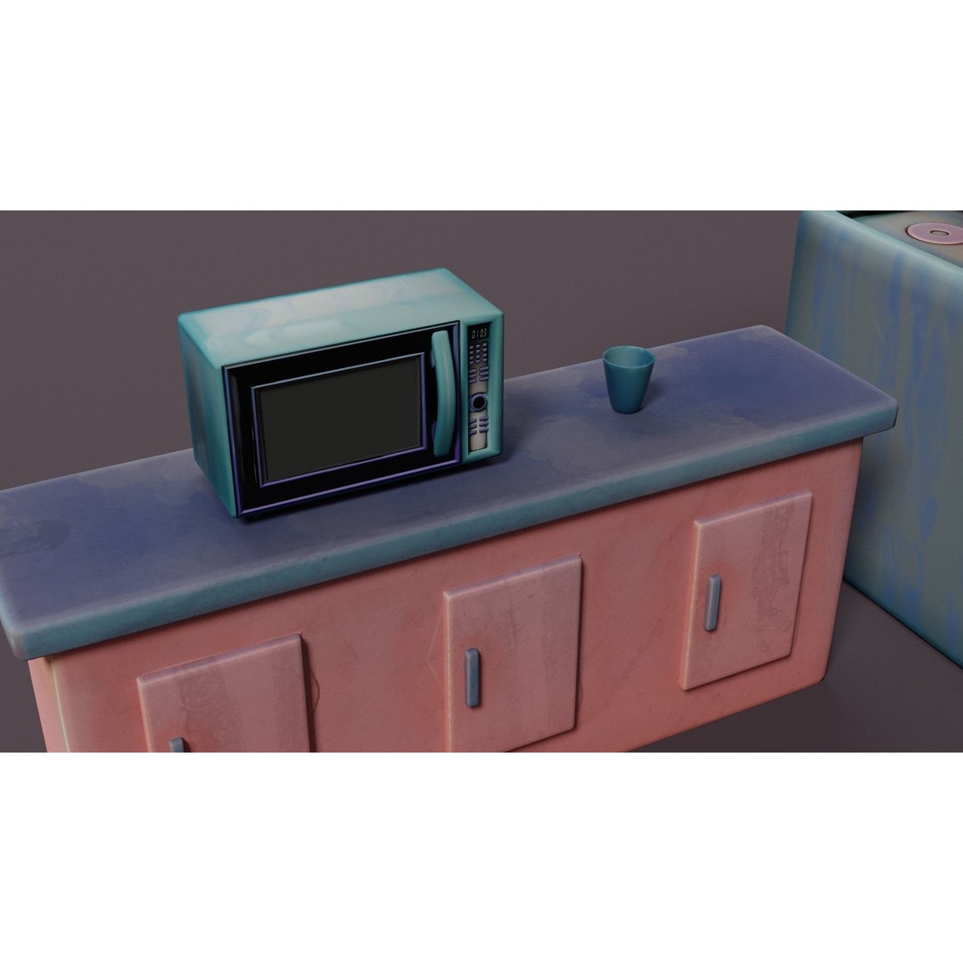 Stylized Kitchen 3D Model – Low Poly Game Asset, FBX, Blender - View 6