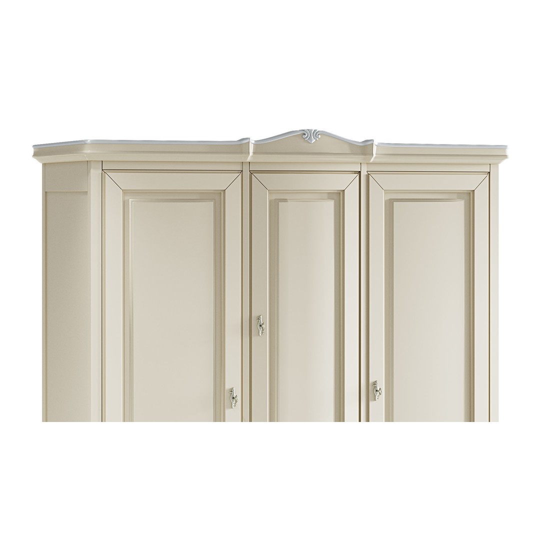 Three-Door Wardrobe 3D Model – Classic Neoclassical Furniture, FBX - View 6