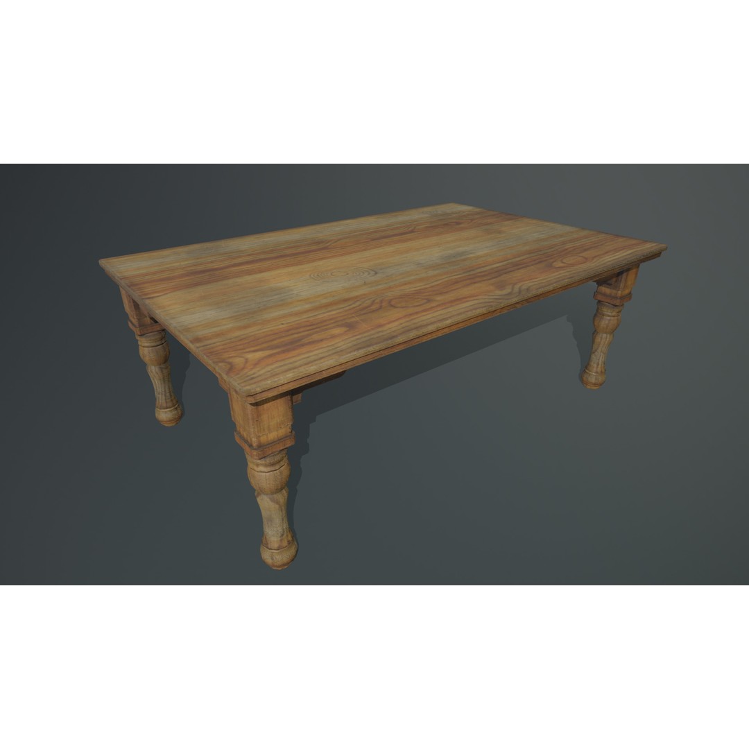 Wooden Table 3D Model – Low Poly Game-Ready Asset, FBX & OBJ