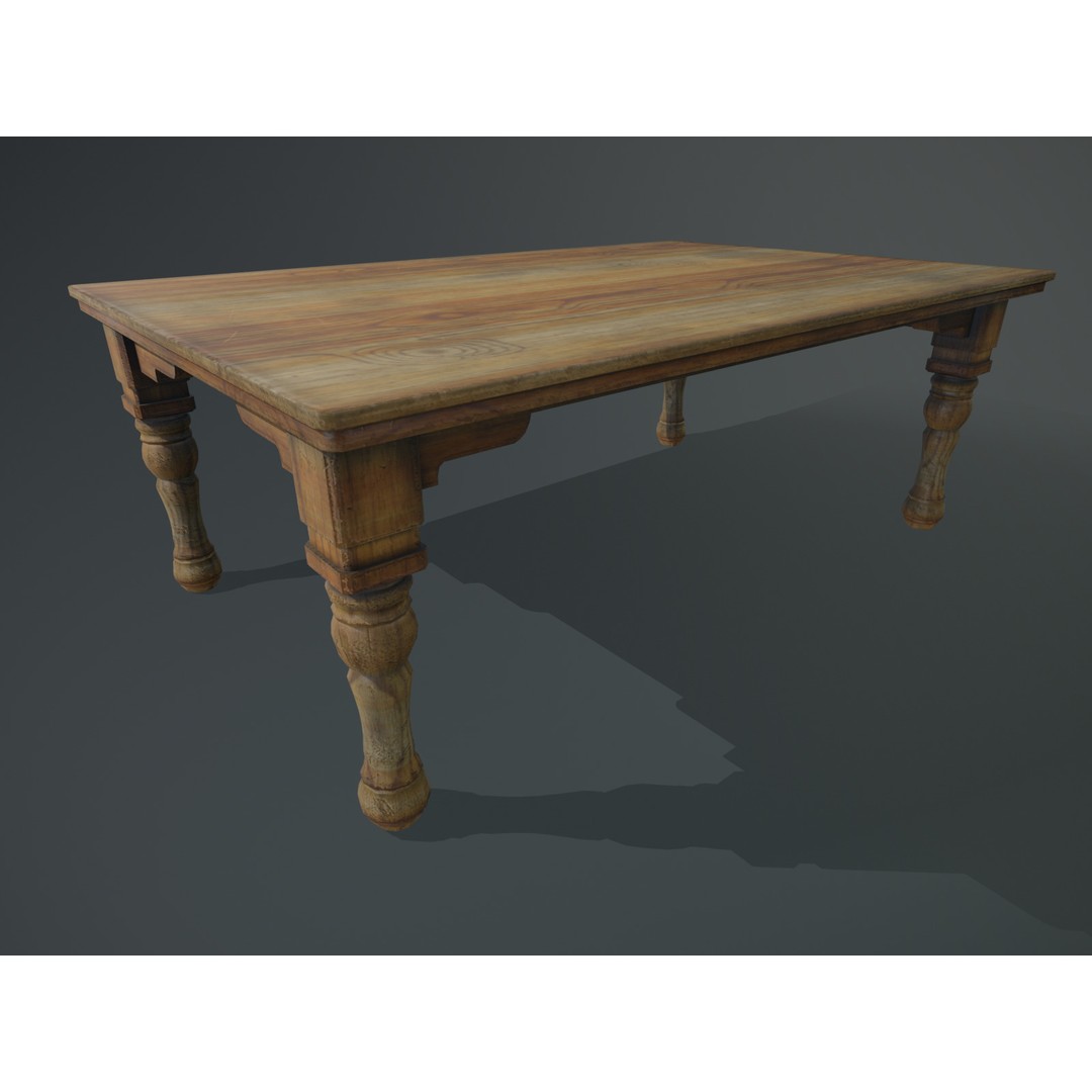 Wooden Table 3D Model – Low Poly Game-Ready Asset, FBX & OBJ - View 5