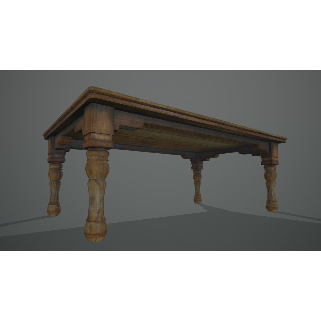 Wooden Table 3D Model – Low Poly Game-Ready Asset, FBX & OBJ - View 6