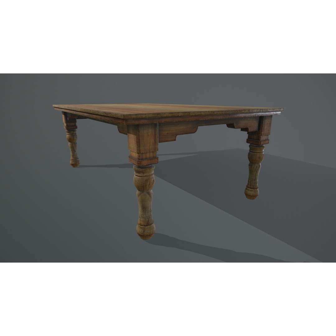Wooden Table 3D Model – Low Poly Game-Ready Asset, FBX & OBJ - View 7