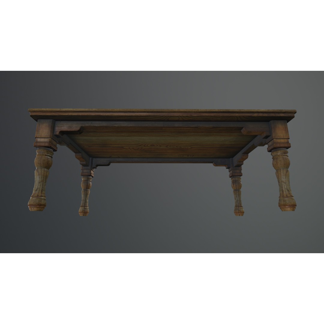 Wooden Table 3D Model – Low Poly Game-Ready Asset, FBX & OBJ - View 8