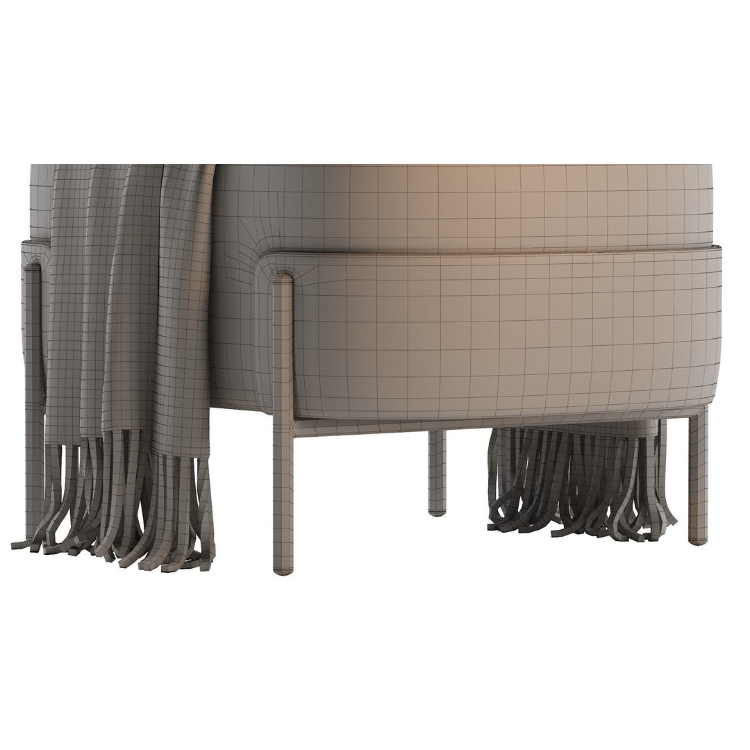 Pouf WAM BROSS 3D Model – Modern Upholstered Fabric Pouf, OBJ