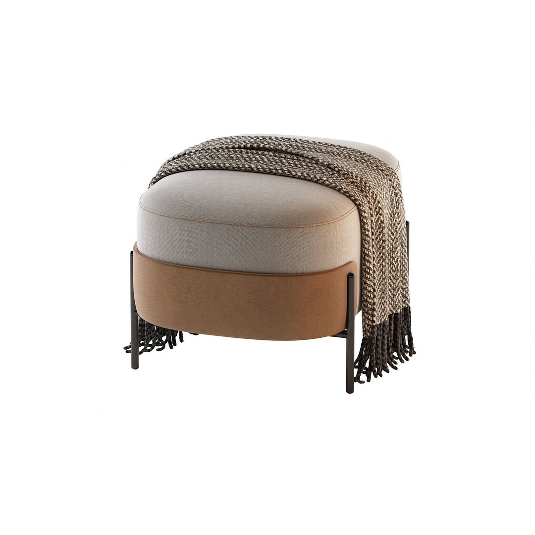 Pouf WAM BROSS 3D Model – Modern Upholstered Fabric Pouf, OBJ - View 10