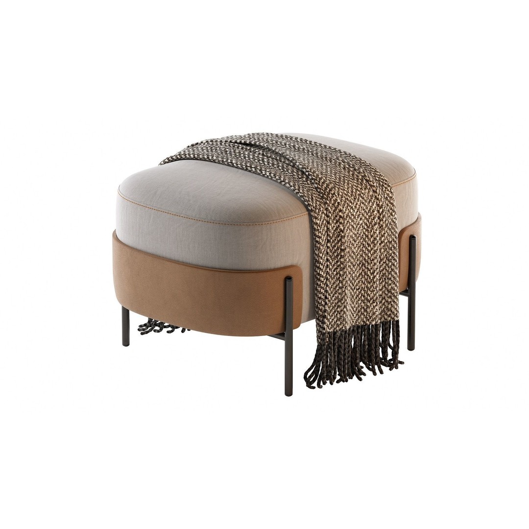 Pouf WAM BROSS 3D Model – Modern Upholstered Fabric Pouf, OBJ - View 13