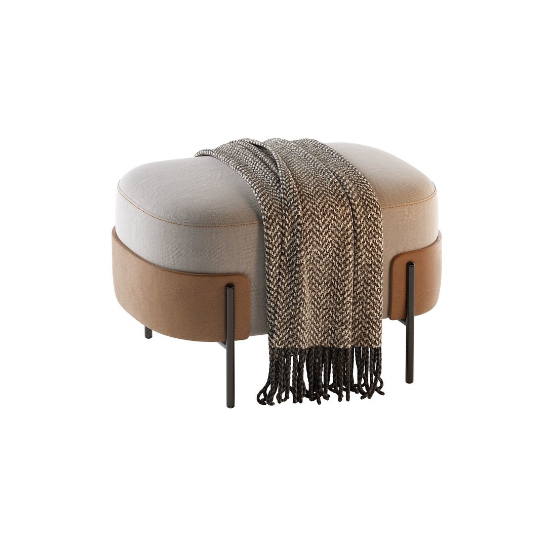 Pouf WAM BROSS 3D Model – Modern Upholstered Fabric Pouf, OBJ - View 14