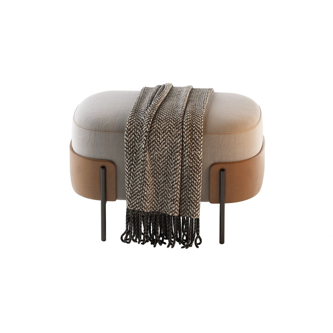 Pouf WAM BROSS 3D Model – Modern Upholstered Fabric Pouf, OBJ - View 15
