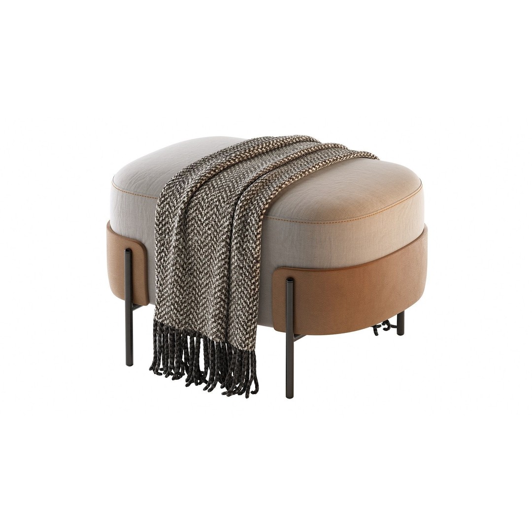 Pouf WAM BROSS 3D Model – Modern Upholstered Fabric Pouf, OBJ - View 16