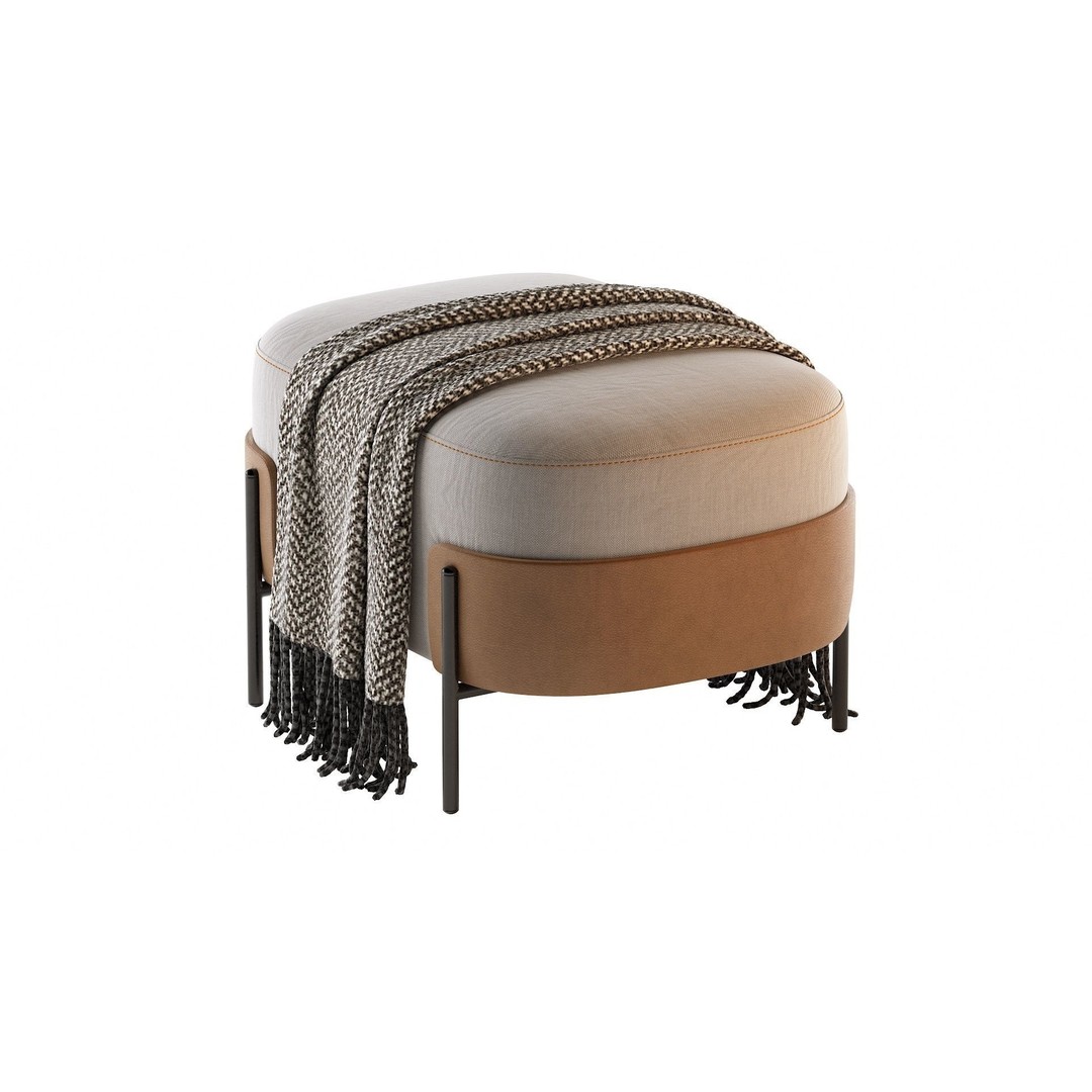 Pouf WAM BROSS 3D Model – Modern Upholstered Fabric Pouf, OBJ - View 17