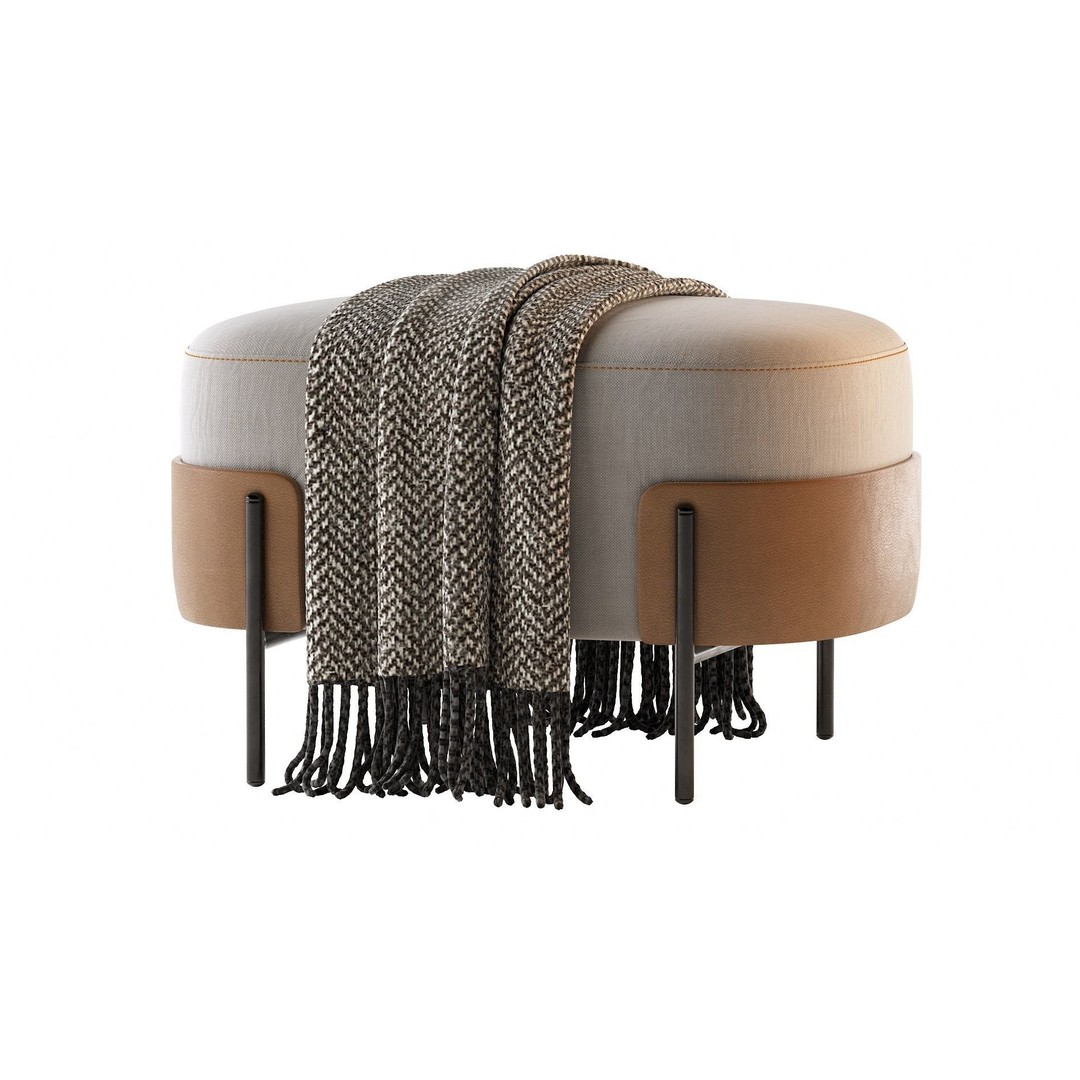 Pouf WAM BROSS 3D Model – Modern Upholstered Fabric Pouf, OBJ - View 18