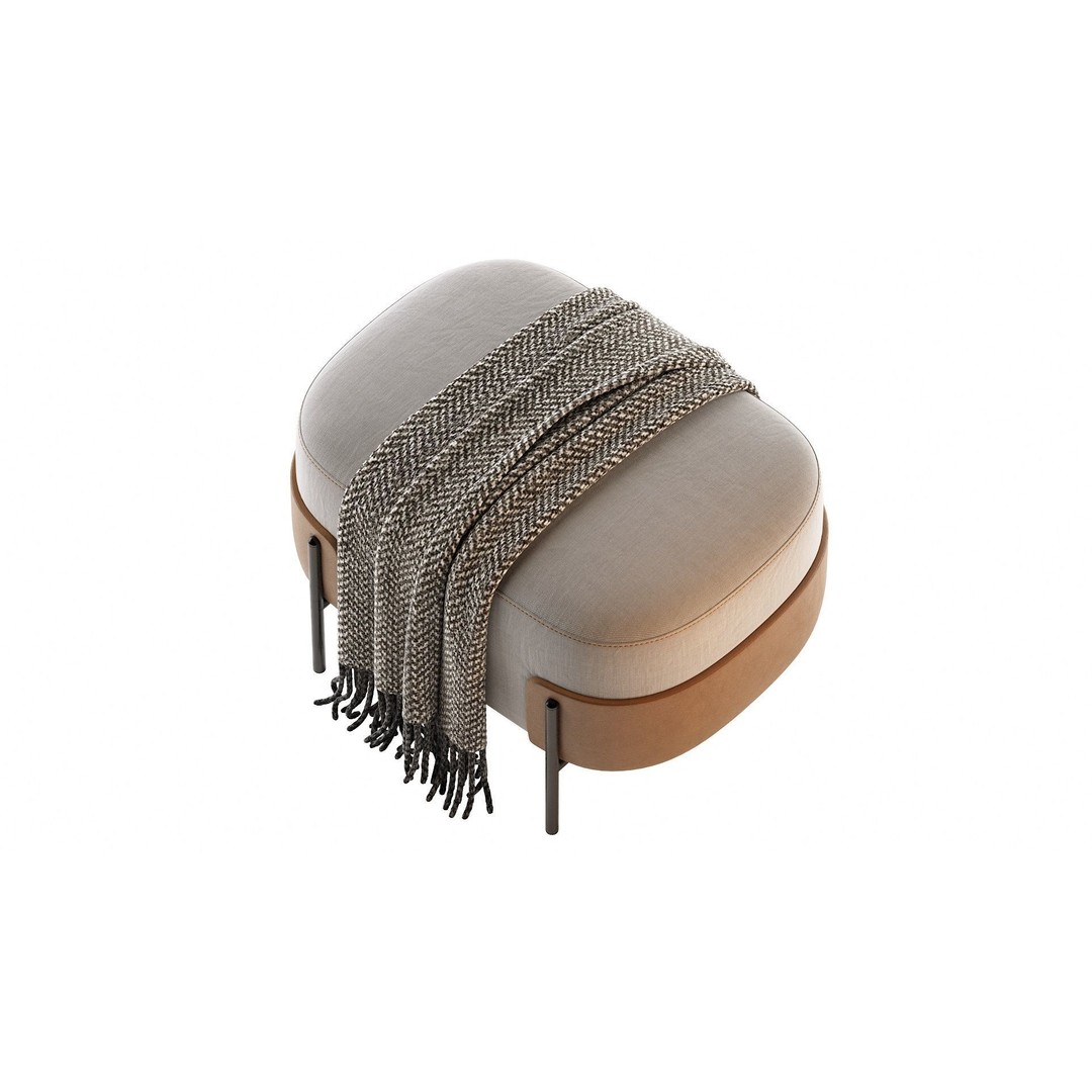 Pouf WAM BROSS 3D Model – Modern Upholstered Fabric Pouf, OBJ - View 20