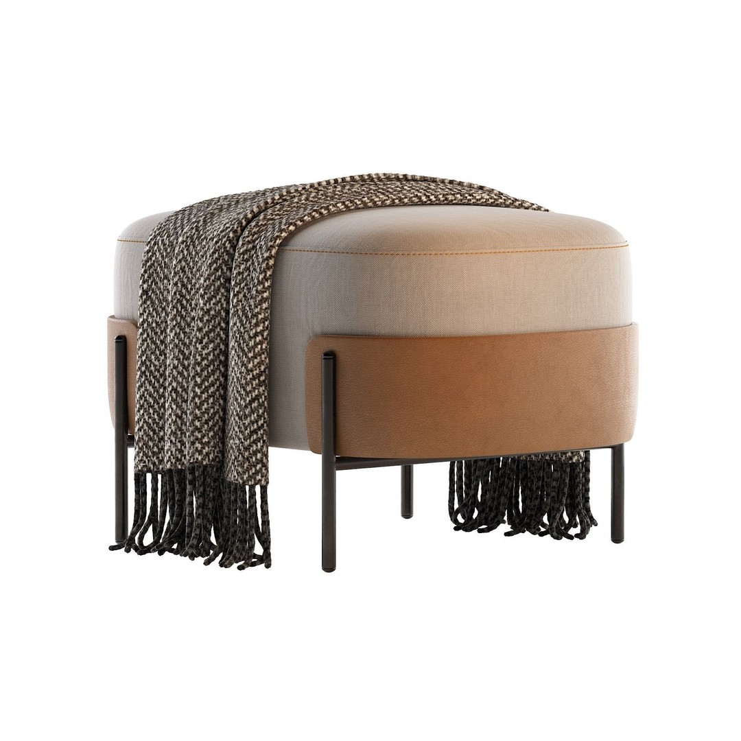 Pouf WAM BROSS 3D Model – Modern Upholstered Fabric Pouf, OBJ - View 21