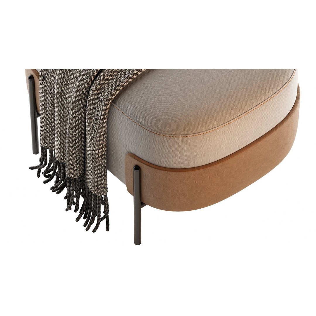 Pouf WAM BROSS 3D Model – Modern Upholstered Fabric Pouf, OBJ - View 22