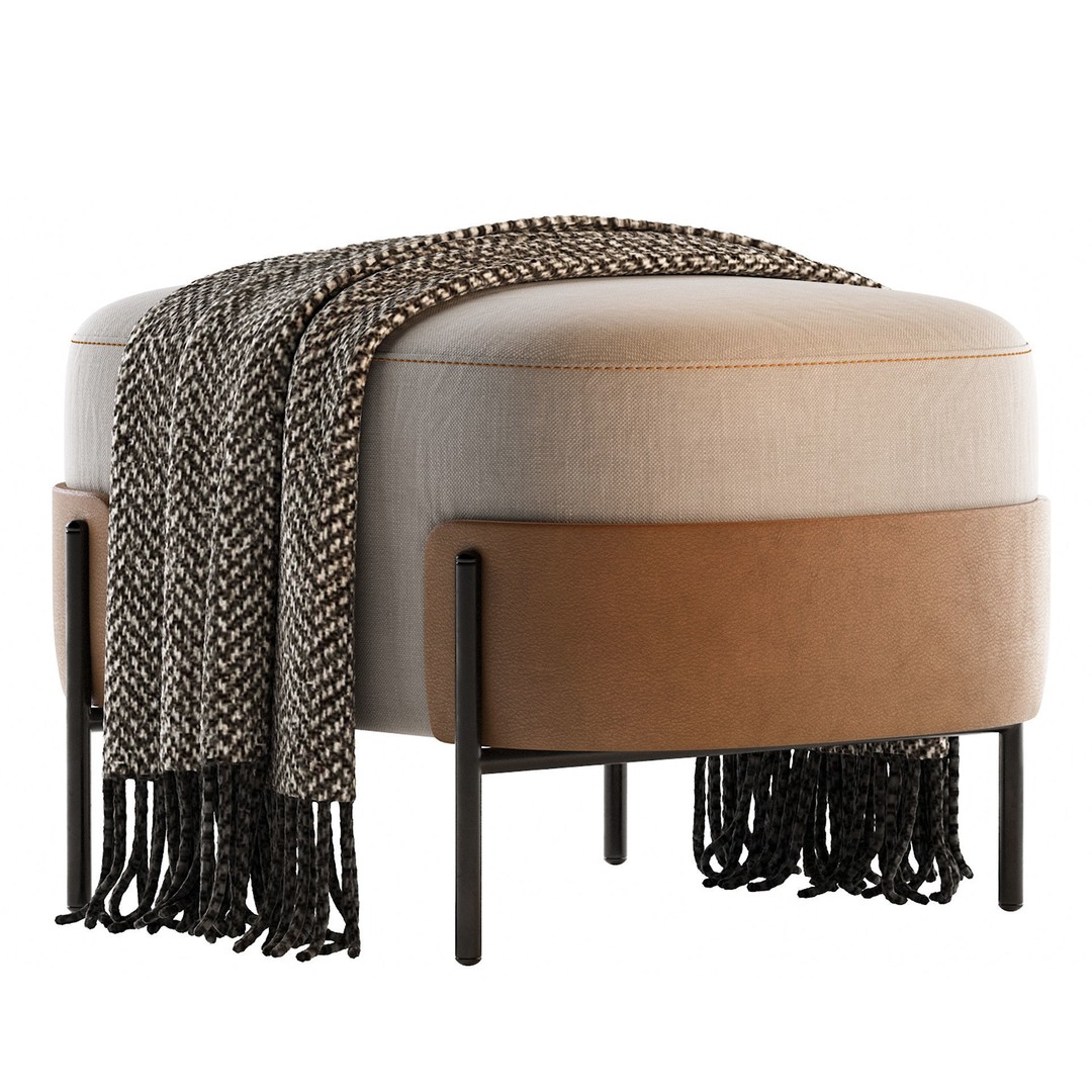 Pouf WAM BROSS 3D Model – Modern Upholstered Fabric Pouf, OBJ - View 24