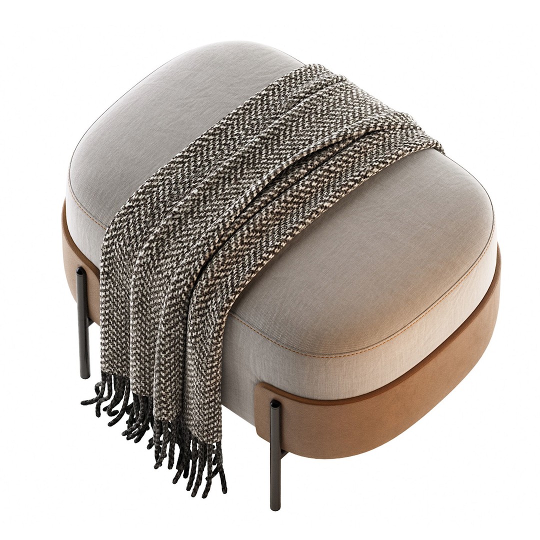 Pouf WAM BROSS 3D Model – Modern Upholstered Fabric Pouf, OBJ - View 25
