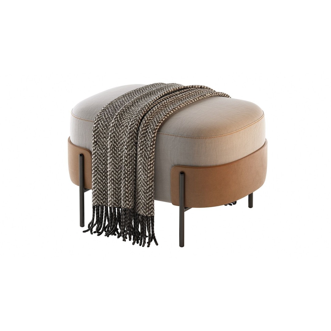 Pouf WAM BROSS 3D Model – Modern Upholstered Fabric Pouf, OBJ - View 4