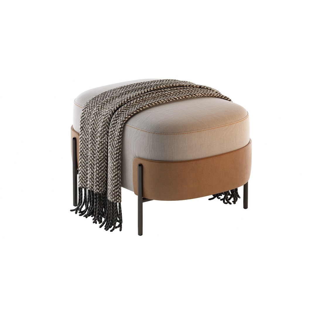 Pouf WAM BROSS 3D Model – Modern Upholstered Fabric Pouf, OBJ - View 7