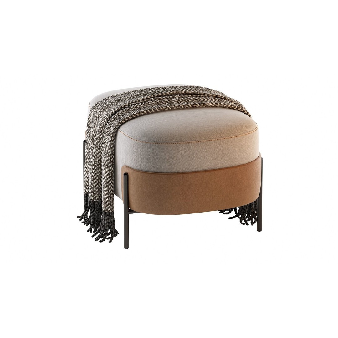 Pouf WAM BROSS 3D Model – Modern Upholstered Fabric Pouf, OBJ - View 8