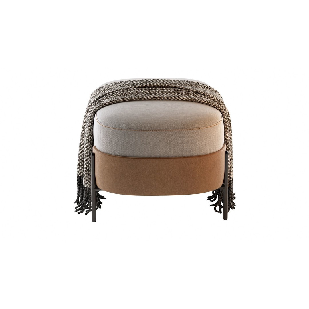 Pouf WAM BROSS 3D Model – Modern Upholstered Fabric Pouf, OBJ - View 9