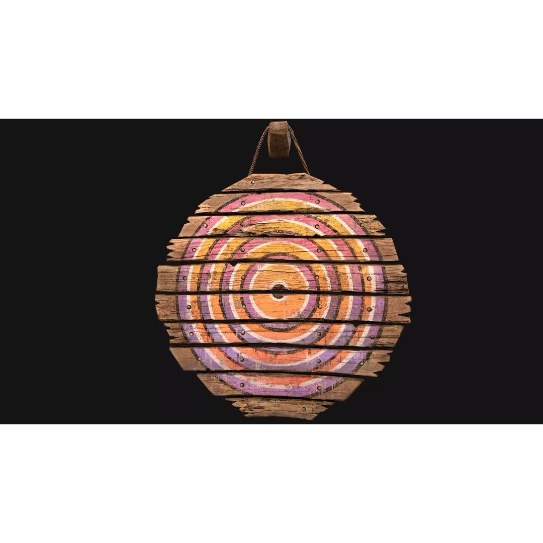 Medieval Wooden Target 3D Model – Low Poly Game Ready Asset, FBX - View 10
