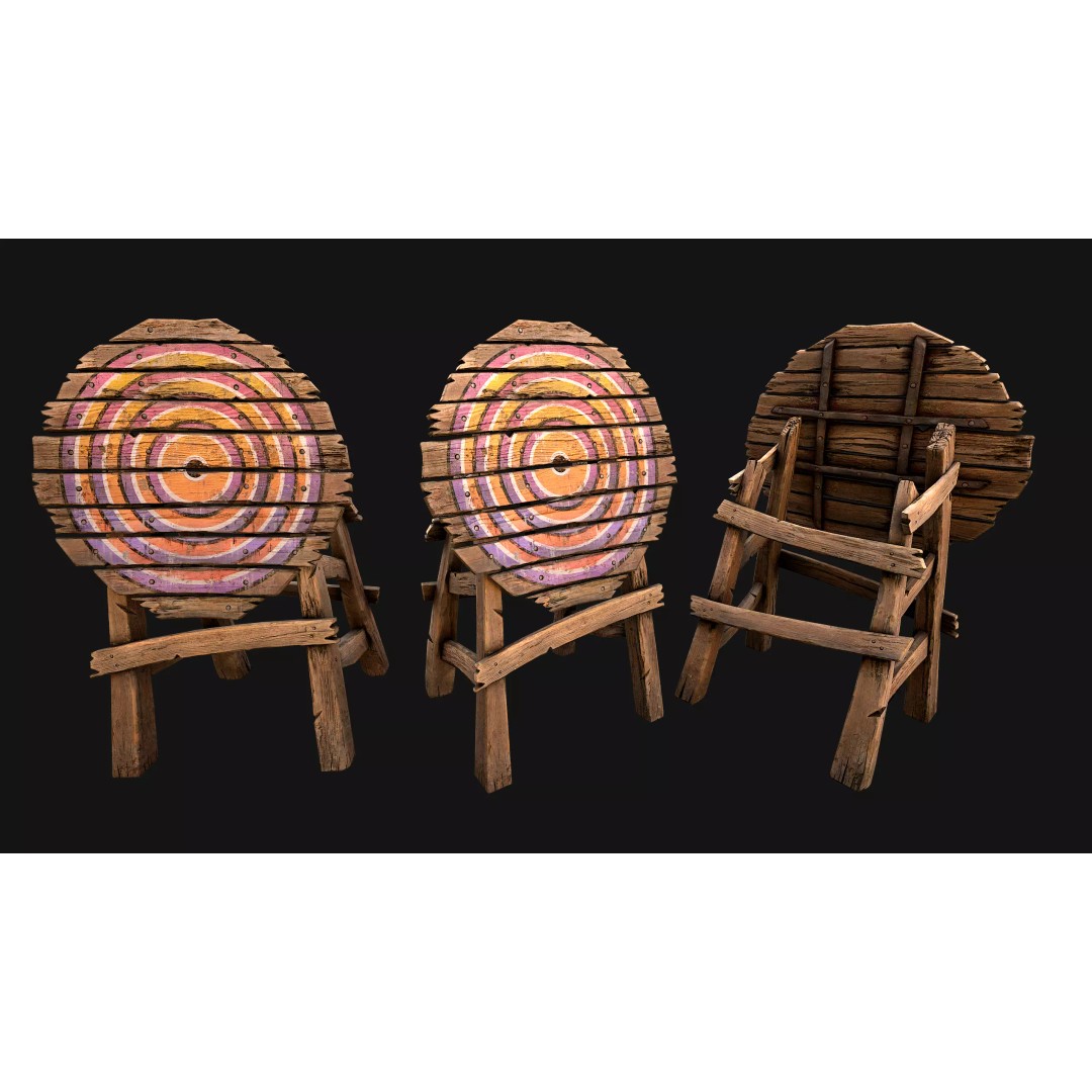 Medieval Wooden Target 3D Model – Low Poly Game Ready Asset, FBX - View 11
