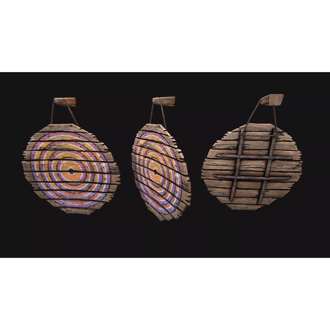 Medieval Wooden Target 3D Model – Low Poly Game Ready Asset, FBX - View 12