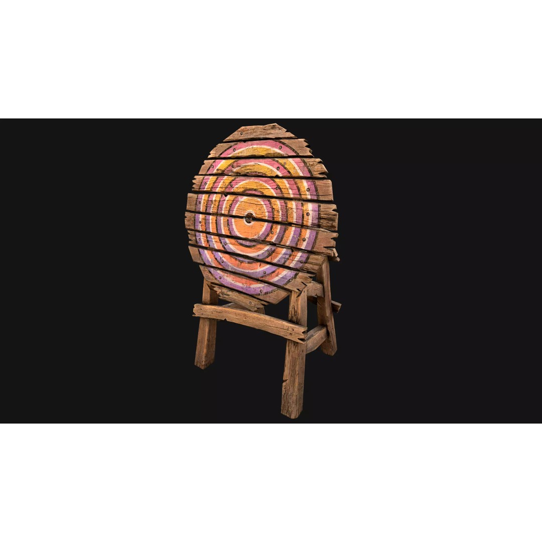 Medieval Wooden Target 3D Model – Low Poly Game Ready Asset, FBX - View 14