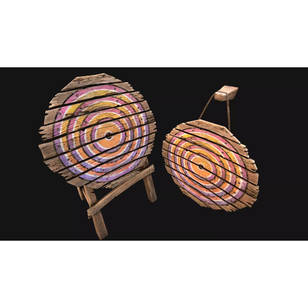 Medieval Wooden Target 3D Model – Low Poly Game Ready Asset, FBX - View 7