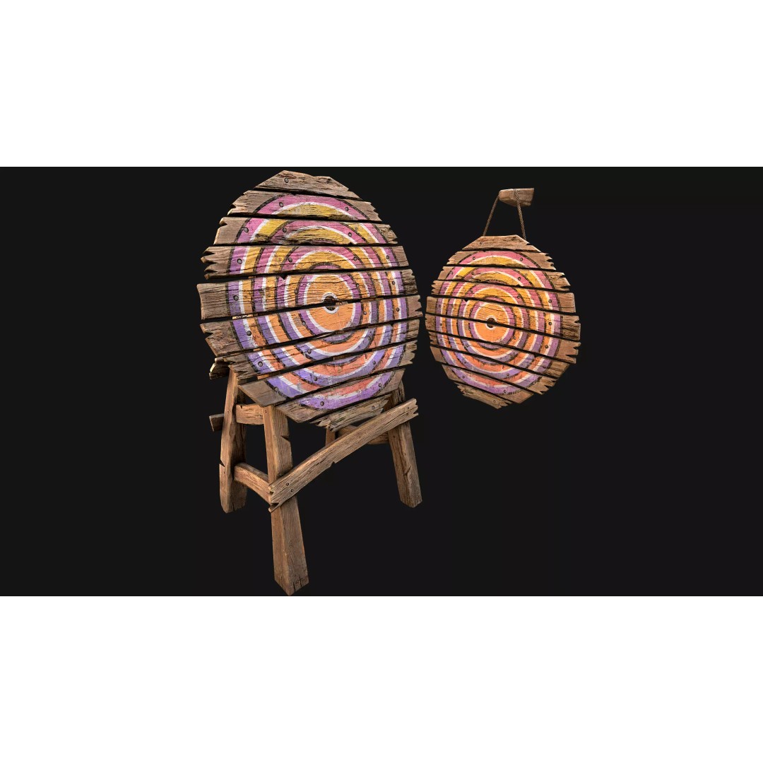 Medieval Wooden Target 3D Model – Low Poly Game Ready Asset, FBX - View 8