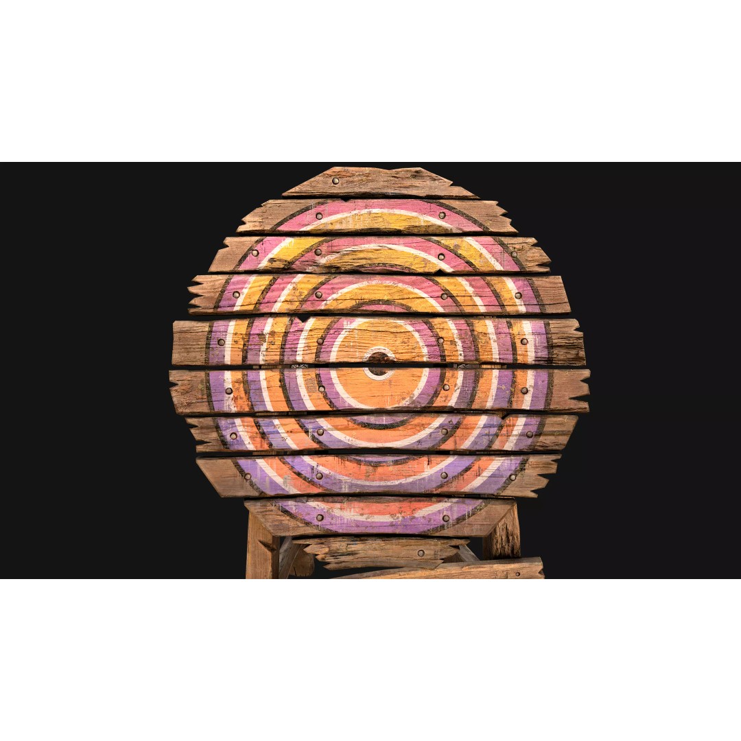 Medieval Wooden Target 3D Model – Low Poly Game Ready Asset, FBX - View 9