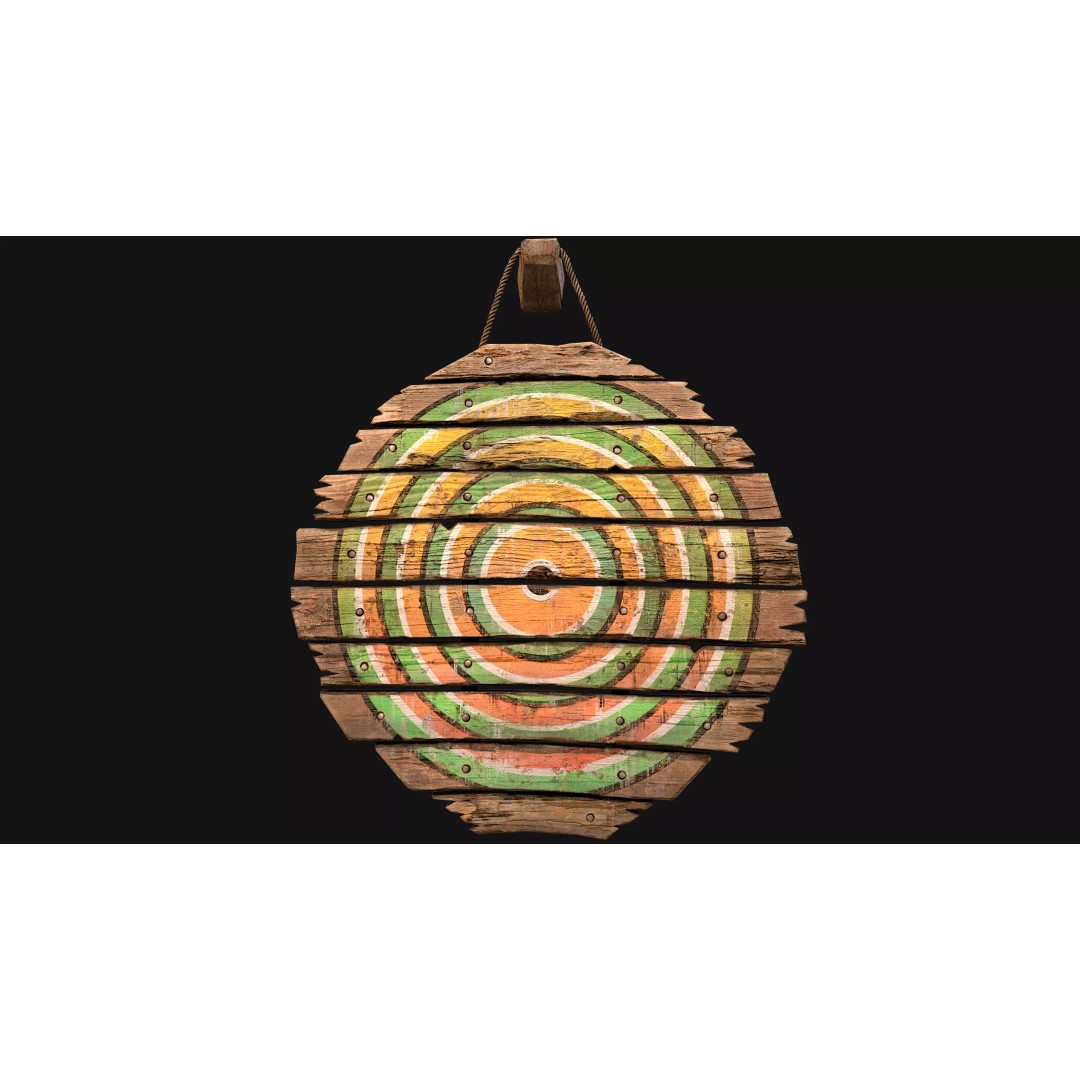 Medieval Wooden Target 3D Model – Low Poly Game Asset, PBR Textures - View 10
