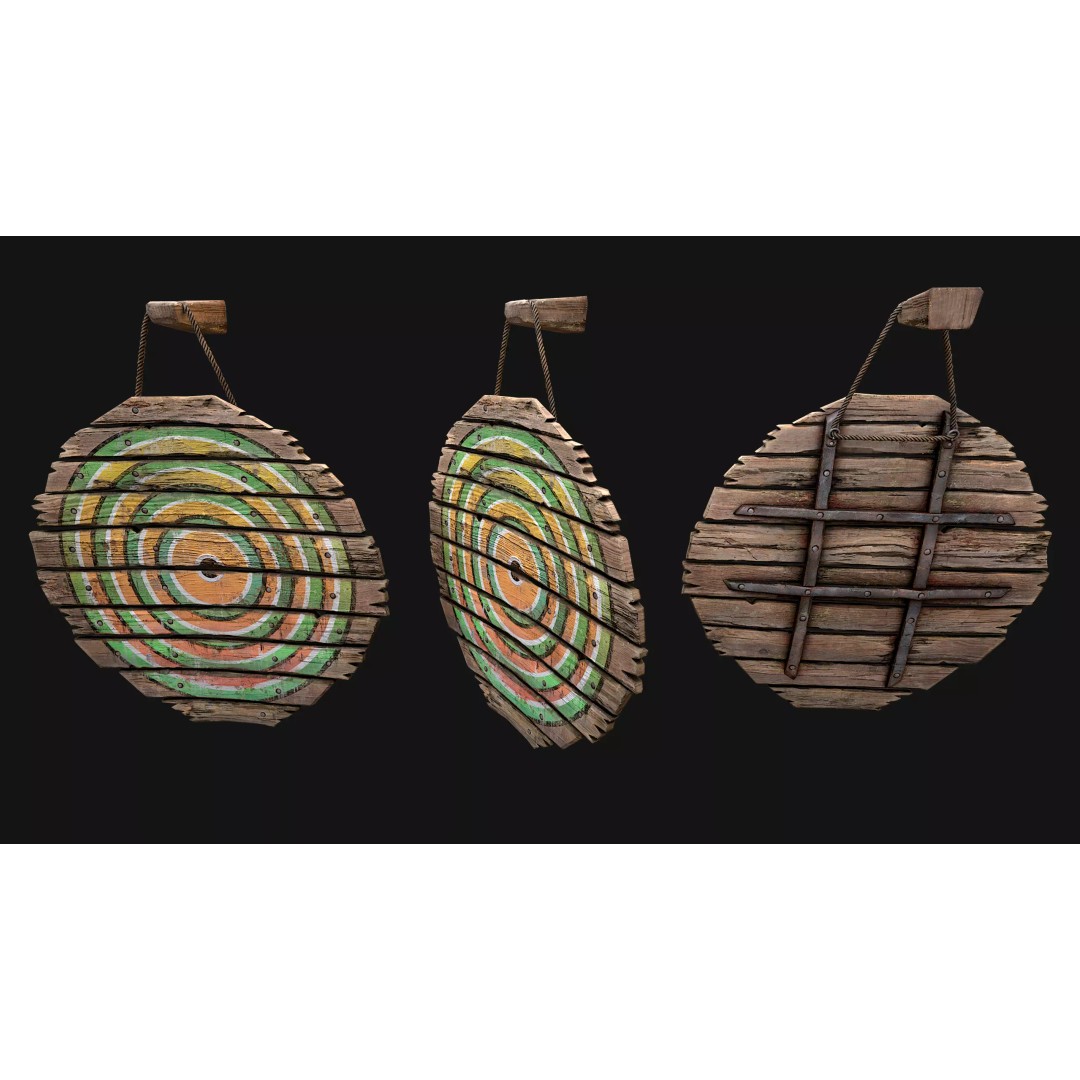 Medieval Wooden Target 3D Model – Low Poly Game Asset, PBR Textures - View 12