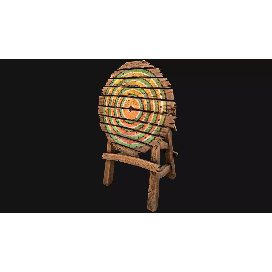 Medieval Wooden Target 3D Model – Low Poly Game Asset, PBR Textures - View 14
