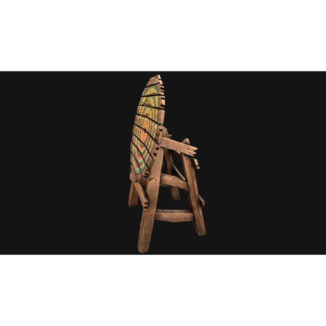 Medieval Wooden Target 3D Model – Low Poly Game Asset, PBR Textures - View 15