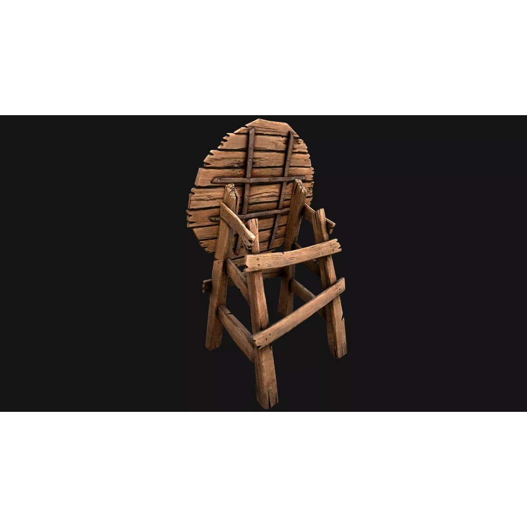 Medieval Wooden Target 3D Model – Low Poly Game Asset, PBR Textures - View 16