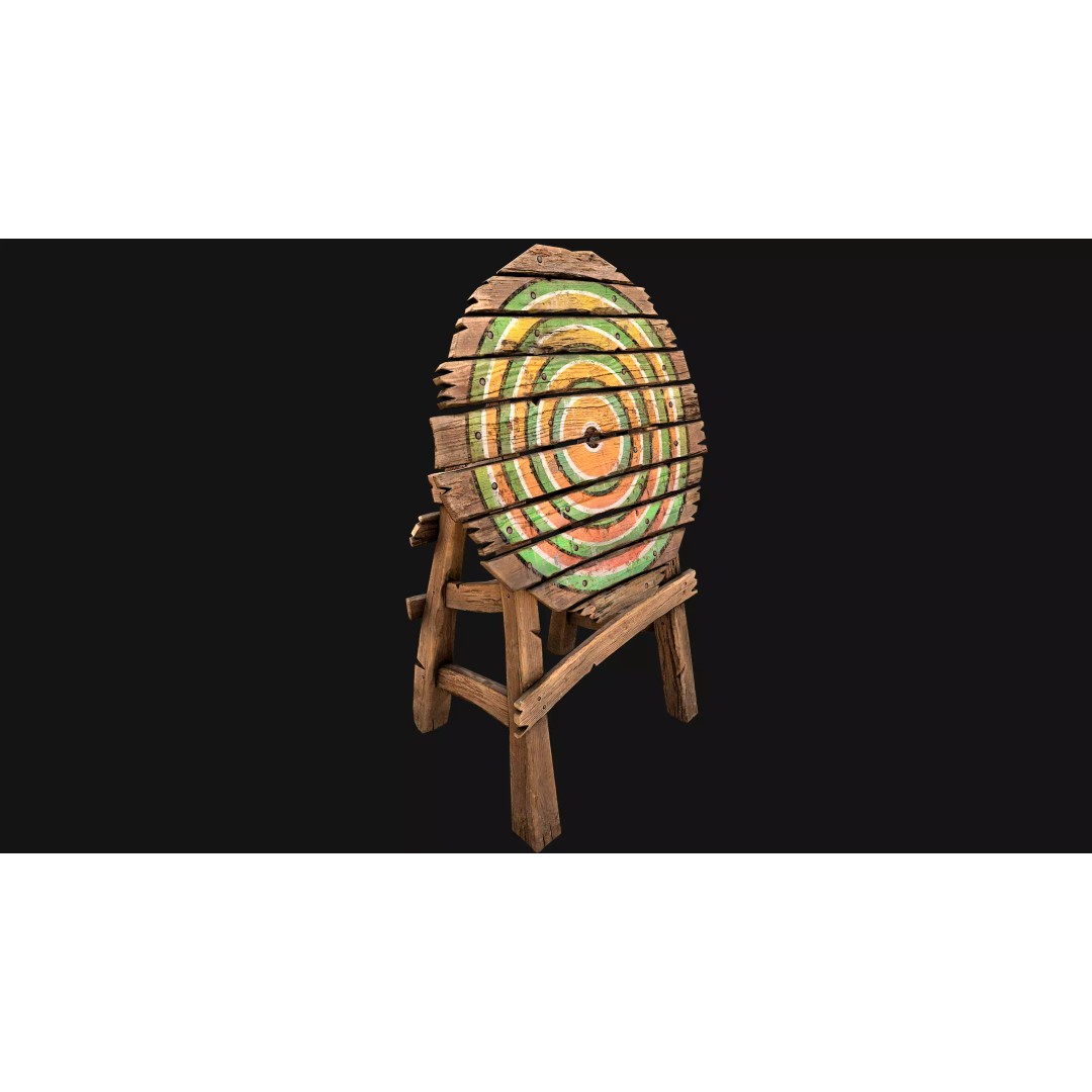 Medieval Wooden Target 3D Model – Low Poly Game Asset, PBR Textures - View 18
