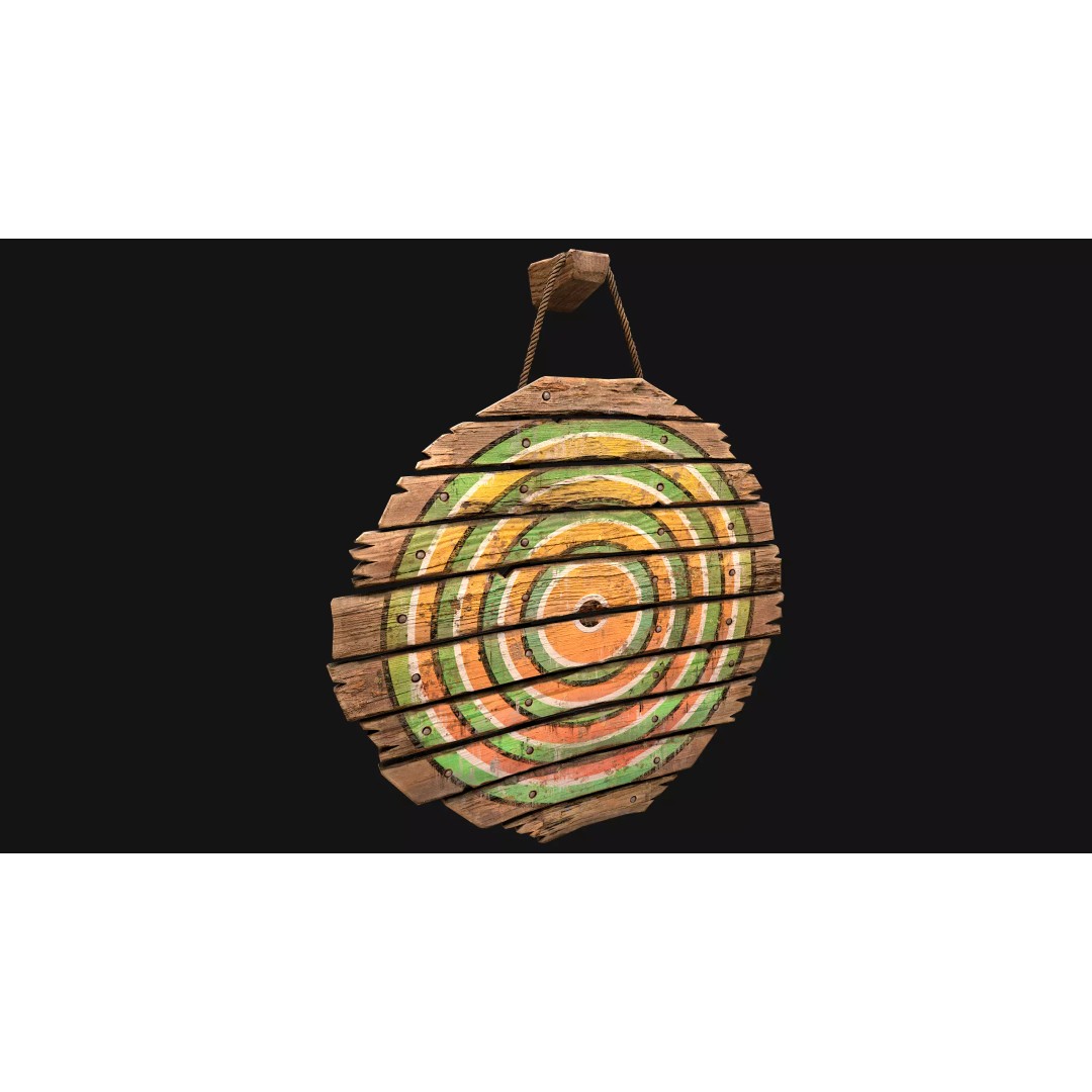 Medieval Wooden Target 3D Model – Low Poly Game Asset, PBR Textures - View 19