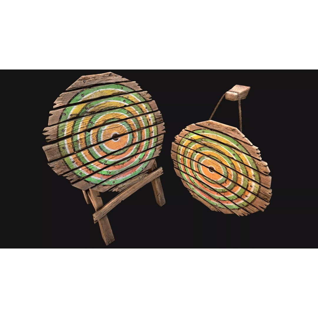 Medieval Wooden Target 3D Model – Low Poly Game Asset, PBR Textures - View 7