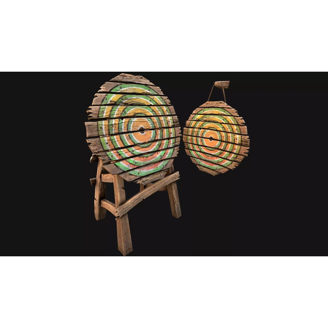 Medieval Wooden Target 3D Model – Low Poly Game Asset, PBR Textures - View 8